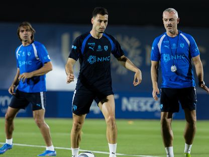 غابرييل مارتينيلي في تدريبات الهلال قبل مواجهة نيوم بالدوري السعودي - 5 سبتمبر 2026 - x@Alhilal_FC
