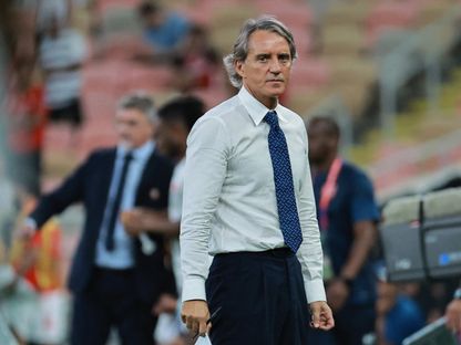 روبرتو مانشيني مدرب المنتخب السعودي السابق في مواجهة البحرين في تصفيات كأس العالم - 15 أكتوبر 2024 - Reuters
