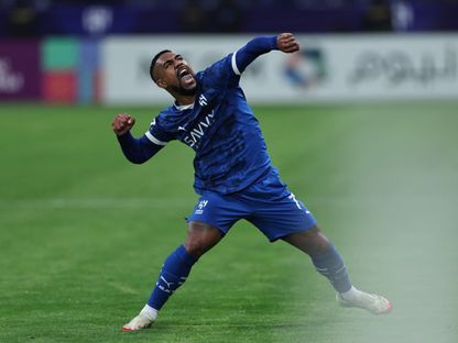 احتفال مالكوم لاعب الهلال بتسجيل هدف في مرمى باختاكور بإياب ثمن نهائي دوري أبطال آسيا للنخبة - 11 مارس 2025 - Reuters