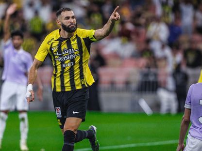 الفرنسي كريم بنزيما قائد نادي الاتحاد السعودي يحتفل بهدفه في شباك التعاون - 29 أغسطس 2024 - X/ittihad