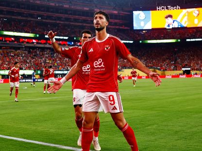 وسام أبو علي هداف الأهلي يحتفل بهدفه أمام بورتو في كأس العالم للأندية - 24 يونيو 2025 - Reuters