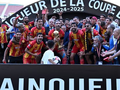 احتفال لاعبي الترجي الرياضي بلقب كأس تونس لموسم 2024-2025 - 1 يونيو 2025 - FB/@Espérance Sportive de Tunis