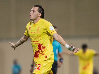 ماتيو ريتيغي يحتفل بهدفه خلال مباراة الخلود والقادسية بالدوري السعودي - 7 مارس 2026 - X/Alqadsiah