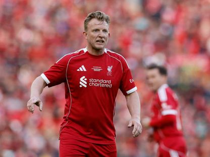 لاعب فريق أساطير ليفربول ديرك كاوت خلال مباراة ضد أساطير بوروسيا دورتموند - 28 مارس 2026 - Reuters