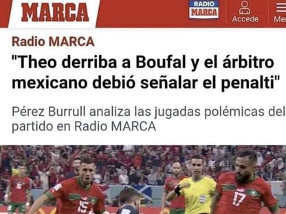 صحيفة ماركا تؤكد أحقية المغرب في ركلة جزاء أمام فرنسا بنصف نهائي كأس العالم 2022 - Marca