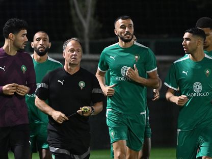 لاعبو المنتخب المغربي خلال حصة تدريبية استعداداً لمواجهة تنزانيا - 13 نوفمبر 2023 - ْX@EnMaroc