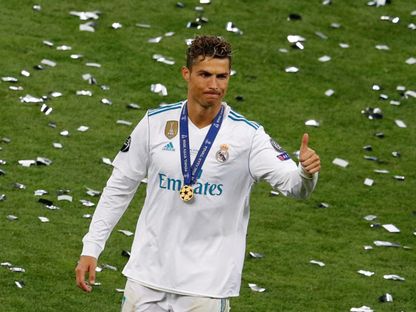 كريستيانو رونالدو بعد تتويجه مع ريال مدريد بلقب دوري أبطال أوروبا 2018 - 26 مايو 2018 - Reuters