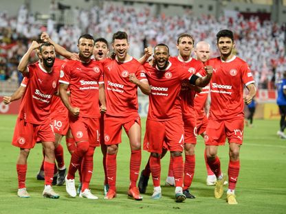 فرحة لاعبي العربي بالوصول إلى نهائي كأس أمير قطر - 25 أبريل 2023 - twitter/@alarabi_club