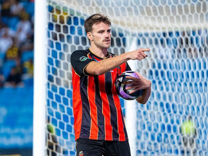 لياندرو أنتونيس بعد تسجيله هدفاً للرياض في مرمى الاتحاد بالدوري السعودي - 13 مارس 2026 - X/ @AlRiyadhFC