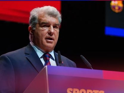 رئيس برشلونة جوان لابورتا خلال حديثه في مؤتمر مستقبل الرياضة - 3 مارس 2025 - www.fcbarcelona.com