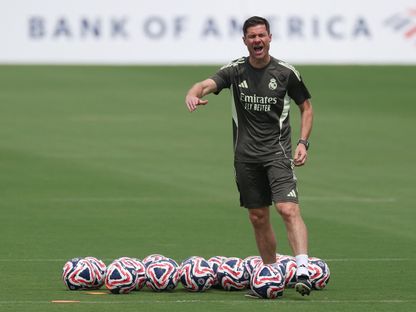 تشابي ألونسو من إحدى الحصص التدريبية لريال مدريد خلال كأس العالم للأندية - 21 يونيو 2025 - Reuters