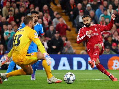 محمد صلاح يسجل مع ليفربول ضد أتلتيكو مدريد - 17 سبتمبر 2025 - Action Images Via Reuters