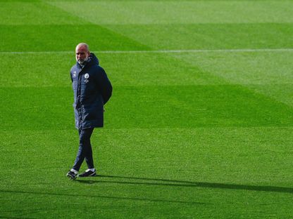 بيب غوارديولا خلال تدريب لمانشستر سيتي - 3 أبريل 2026 - X/@ManCity