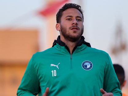 رمضان صبحي نجم فريق بيراميدز في التدريبات قبل مواجهة البنك الأهلي في الدوري المصري - 7 مايو 2025 - X/@pyramidsfc