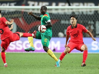 لقطة من المباراة الودية بين كوريا الجنوبية والكاميرون - 27 سبتمبر 2022 - REUTERS