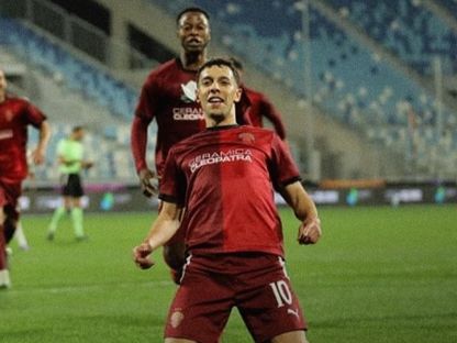 أحمد بلحاج لاعب سيراميكا يحتفل بالتسجيل ضد الزمالك - 17 فبراير 2026 - FB/ceramicaclub