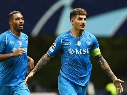 جيوفاني دي لورينزو لاعب نادي نابولي يحتفل بهدفه في مرمى سبورتينغ براغا بدوري أبطال أوروبا - 20 سبتمبر 2023 - X/ChampionsLeague
