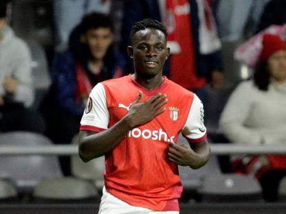 روجر فيرنانديز موهبة سبورتينغ براغا البرتغالي في مباراة هوفنهايم الألماني بالدوري الأوروبي - 28 نوفمبر 2024 - Reuters