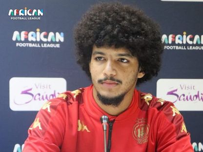 غيث الوهابي لاعب وسط الترجي الرياضي التونسي في مؤتمر صحفي - 25 أغسطس 2023 - Facebook/African Football League