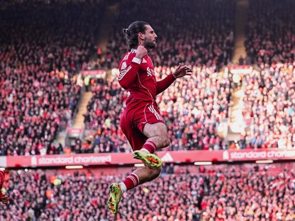 دومينيك سوبوسلاي يحتفل بهدفه خلال مباراة ليفربول وتوتنهام - 15 مارس 2026 - X/LFC