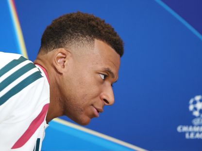 نجم ريال مدريد كيليان مبابي في مؤتمر صحفي قبل إحدى مواجهات دوري أبطال أوروبا - 7 سبتمبر 2026 - Reuters