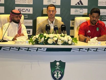 ماتياس يايسله مدرب الأهلي في مؤتمر صحفي قبل مواجهة التعاون بالدوري السعودي - 5 مايو 2025 - x@aawsat_spt