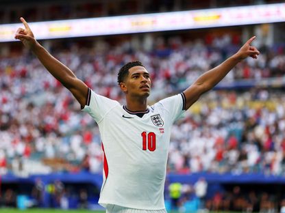 جود بيلينغهام يحتفل بهدفه في مباراة النرويج وإنجلترا بكأس العالم - 11 يوليو 2026 - Reuters