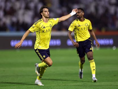 فرحة البرتغالي جواو فيليكس نجم النصر السعودي بهدفه في مرمى القادسية في دوري روشن السعودي - 3 مايو 2026 - Reuters