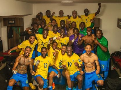 لاعبو الغابون يحتفلون بعد فوزهم على كينيا في تصفيات كأس العالم 2026 - 23 مارس 2025 - instagram.com