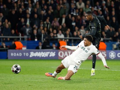 تسديدة عثمان ديمبيلي مهاجم باريس سان جيرمان في طريقها لمرمى تشيلسي - 11 مارس 2026 - Action Images via Reuters