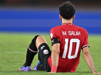 محمد صلاح بعد إصابته خلال مباراة بين مصر وغانا في كأس الأمم الإفريقية - 18 يناير 2024 - AFP