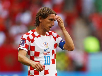لوكا مودريتش قائد كرواتيا خلال مواجهة المغرب في كأس العالم - 23 نوفمبر 2022 - reuters