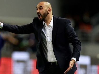وليد الركراكي خلال المباراة الودية بين منتخبَي المغرب والبرازيل في طنجة - 25 مارس 2023 - Yukihito Taguchi-USA TODAY Sports