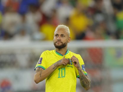 لاعب منتخب البرازيل نيمار بعد تسجيل هدف التقدم ضد كوريا الجنوبية - 5 ديسمبر 2022  - Getty