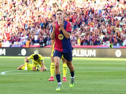 فيرمين لوبيز بعد تسجيله هدفاً لبرشلونة في مرمى فياريال - 18 مايو 2025 - Reuters