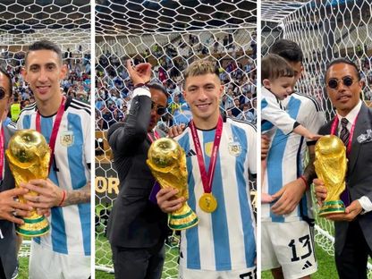 صور من حساب الشيف التركي نصرت في إنستجرام وهو يحتفل مع لاعبي الأرجنتين بكأس العالم - INSTAGRAM/@nusr_et