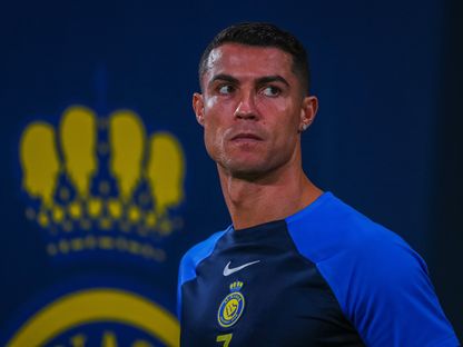 كريستيانو رونالدو لاعب نادي النصر خلال أخر حصة تدريبية قبل مواجهة الشباب بالدوري السعودي - 28 أغسطس 2023 - X/@AlNassrFC