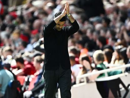 مدرب أرسنال ميكيل أرتيتا خلال مباراة بورنموث في الدوري الإنجليزي الممتاز – 4 مايو 2024 - ٌReuters