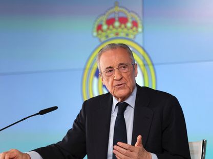 رئيس ريال مدريد فلورنتينو بيريز خلال مؤتمر صحافي - 12 مايو 2026 - REUTERS