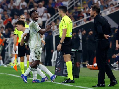 فينيسيوس جونيور من مباراة ريال مدريد وأتلتيكو مدريد بكأس السوبر الإسباني - 8 يناير 2026 - Reuters