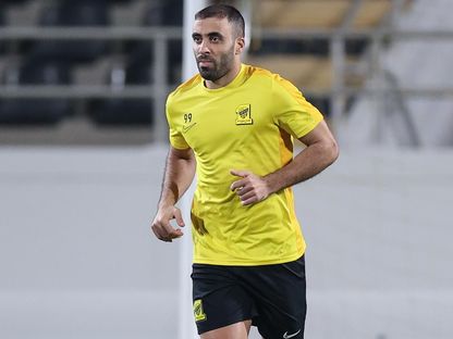 المهاجم المغربي عبد الرزاق حمد الله خلال تدريب لنادي الاتحاد - 9 نوفمبر 2023 - X/@ittihad