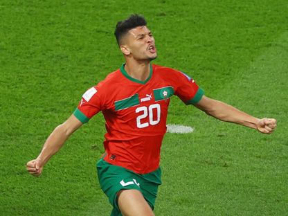 أشرف داري لاعب المغرب يحتفل بتسجيل هدف في مرمى كرواتيا بكأس العالم قطر 2022- 17 ديسمبر 2024 - Reuters