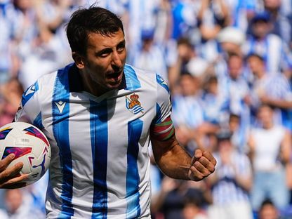 ميكيل أويارزابال بعد تسجيله هدفاً لريال سوسيداد في مرمى خيتافي - 24 سبتمبر 2023 - X/@RealSociedad