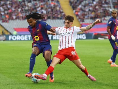 جول كوندي خلال مباراة بين برشلونة وجيرونا - 18 أكتوبر 2025 - REUTERS