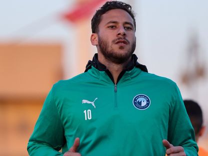 رمضان صبحي نجم فريق بيراميدز في التدريبات قبل مواجهة البنك الأهلي في الدوري المصري - 7 مايو 2025 - X/@pyramidsfc