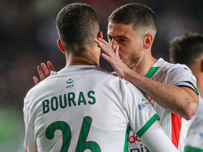 احتفال لاعبي مولودية الجزائر بتسجيل هدف في مرمى اتحاد العاصمة بديربي الجزائر - 23 مايو 2025 - FB/@Mouloudia Club d'Alger