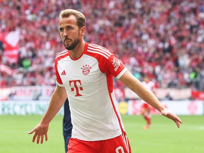 هاري كين مهاجم بايرن ميونيخ يحتفل بهدفه في مرمى بوخوم في الدوري الألماني - 23 سبتمبر 2023 - X/@FCBayernAr 