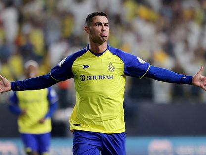 كريستيانو رونالدو مهاجم وقائد نادي النصر السعودي في مواجهة الشباب - 10 أغسطس 2023 - Reuters