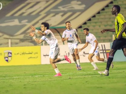 محمد الشامي مهاجم الإسماعيلي يحتفل بعد تسجيل هدف في الوقت القاتل أمام المقاولون العرب - 31 مايو 2023 - https://www.facebook.com/Officialismailysc