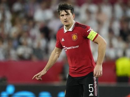 هاري ماغواير خلال مباراة بين مانشستر يونايتد وإشبيلية في إياب ربع نهائي الدوري الأوروبي - 20 أبريل 2023 - NurPhoto via AFP